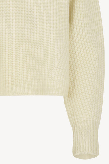 Ivory Pure Cashmere 8-Ply English Rib Knit Turtleneck Sweater