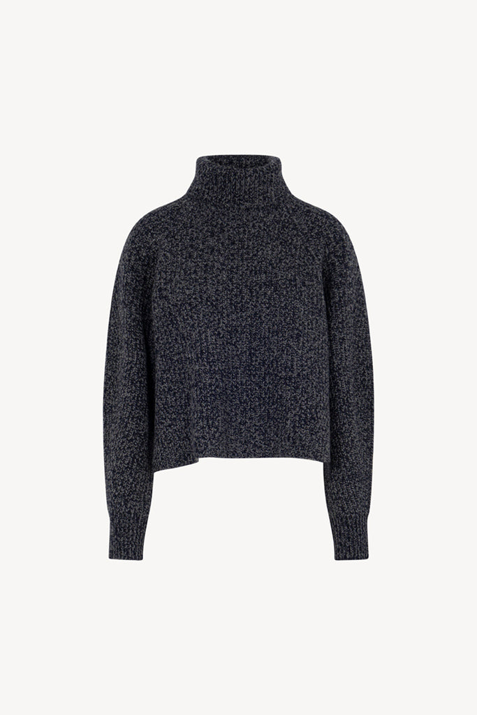 Dolcevita a Coste in Puro Cashmere Moulinè Notte