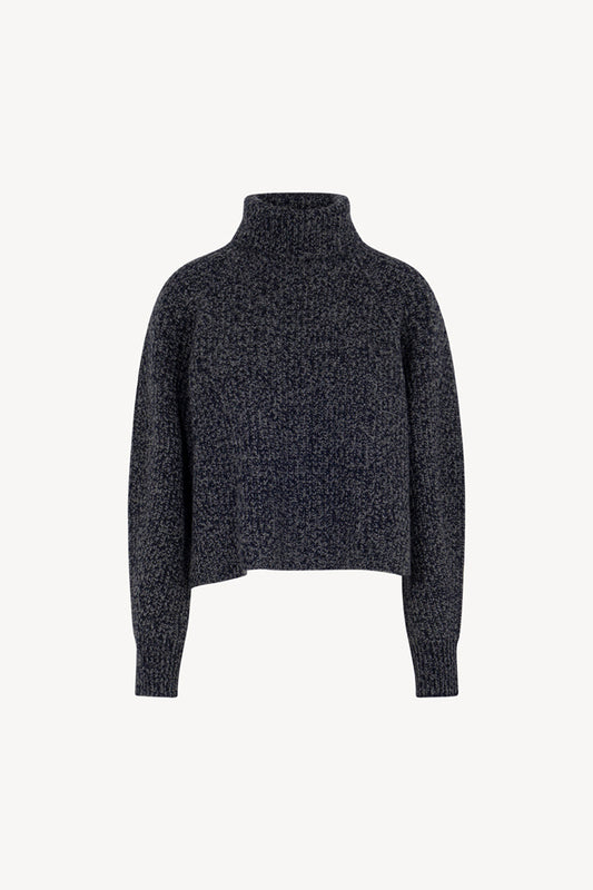 Dolcevita a Coste in Puro Cashmere Moulinè Notte