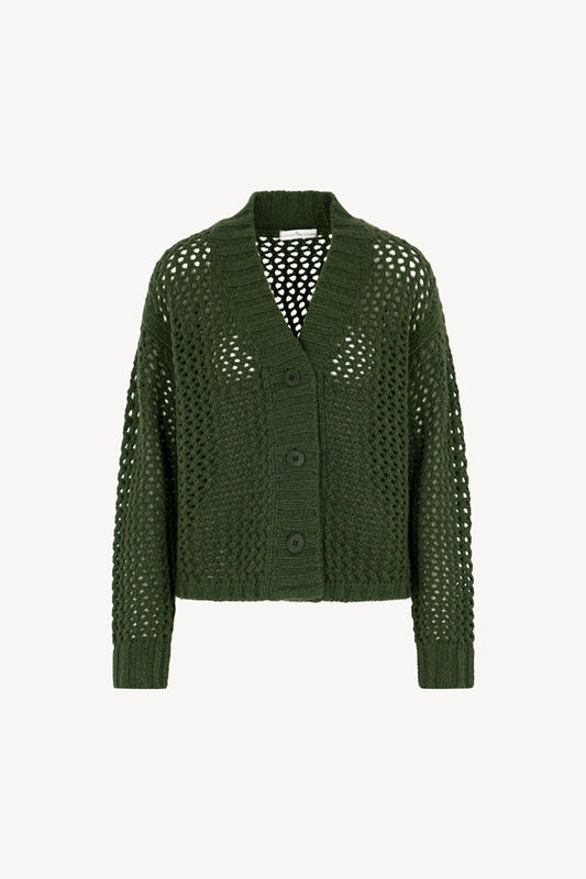Cardigan in Punto Rete in Puro Cashmere Loden