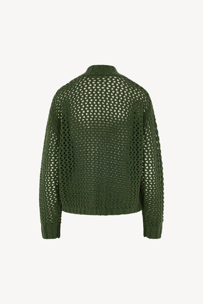 Cardigan in Punto Rete in Puro Cashmere Loden