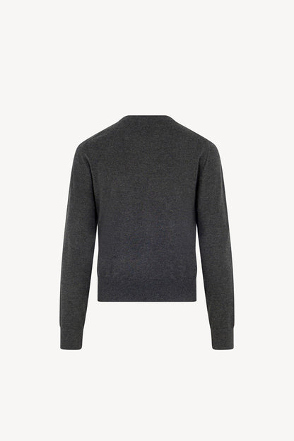 Maglia Scollo a V in Seta Cashmere Extrafine Grigio