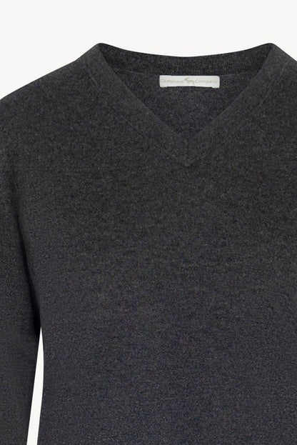 Maglia Scollo a V in Seta Cashmere Extrafine Grigio