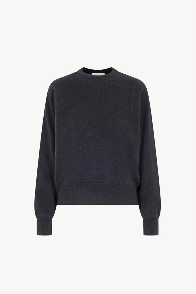 Girocollo Maniche Squadrate in Puro Cashmere Garzato Ardesia