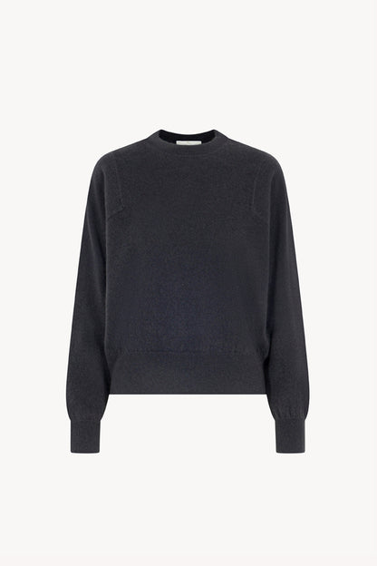 Girocollo Maniche Squadrate in Puro Cashmere Garzato Ardesia