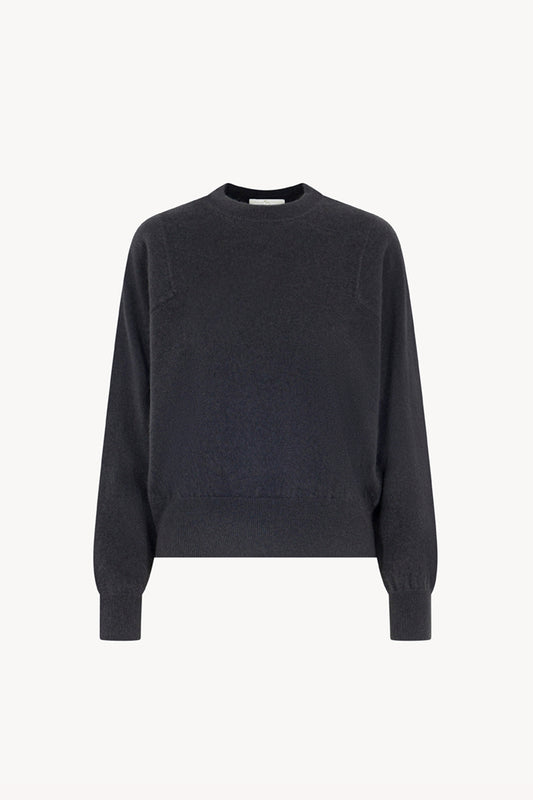 Girocollo Maniche Squadrate in Puro Cashmere Garzato Ardesia