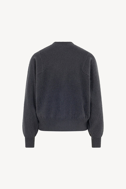 Girocollo Maniche Squadrate in Puro Cashmere Garzato Ardesia