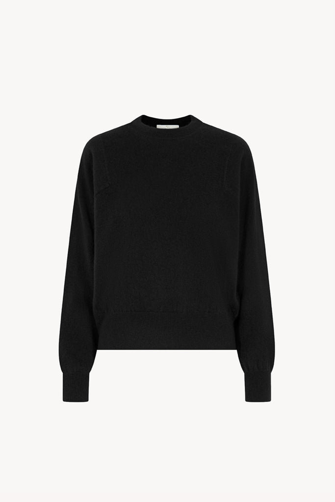 Girocollo Maniche Squadrate in Puro Cashmere Garzato Nero