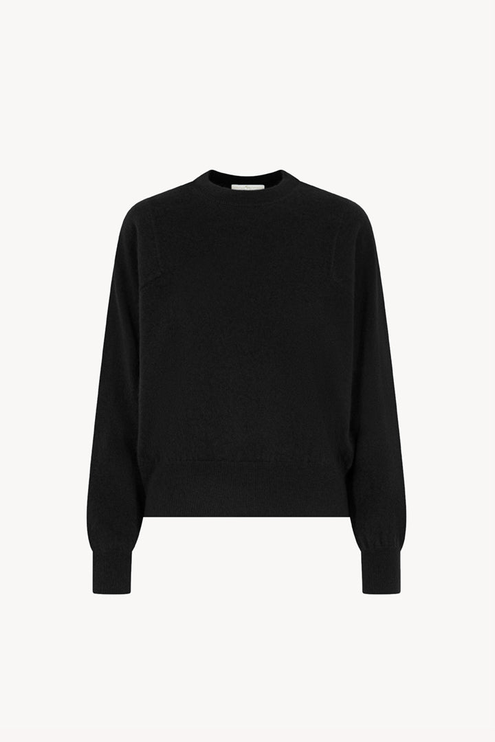 Girocollo Maniche Squadrate in Puro Cashmere Garzato Nero