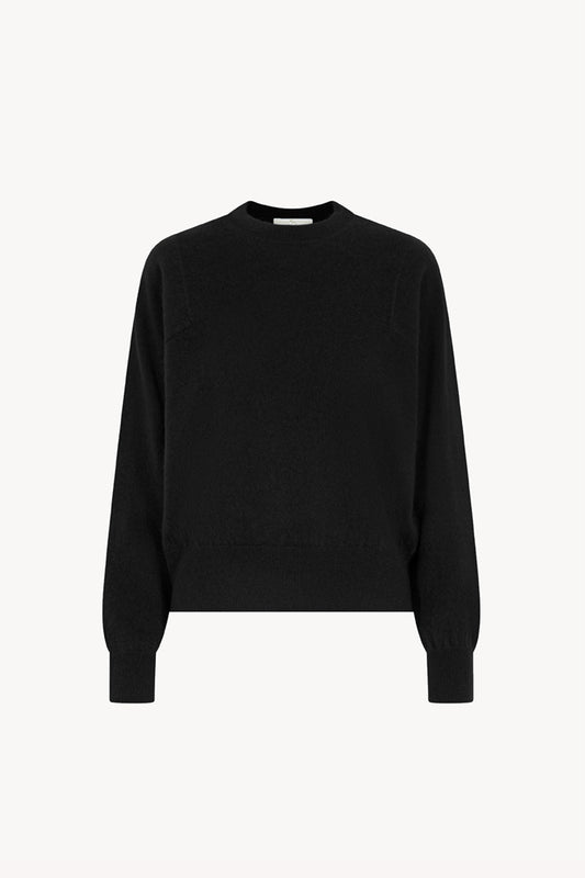 Girocollo Maniche Squadrate in Puro Cashmere Garzato Nero