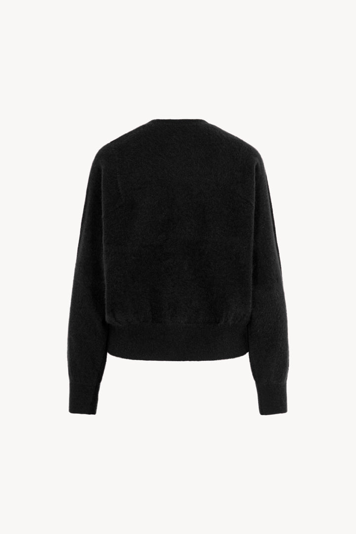 Girocollo Maniche Squadrate in Puro Cashmere Garzato Nero