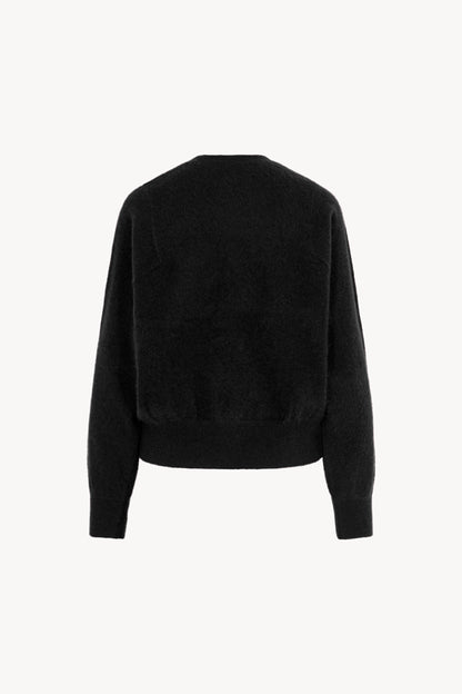 Girocollo Maniche Squadrate in Puro Cashmere Garzato Nero