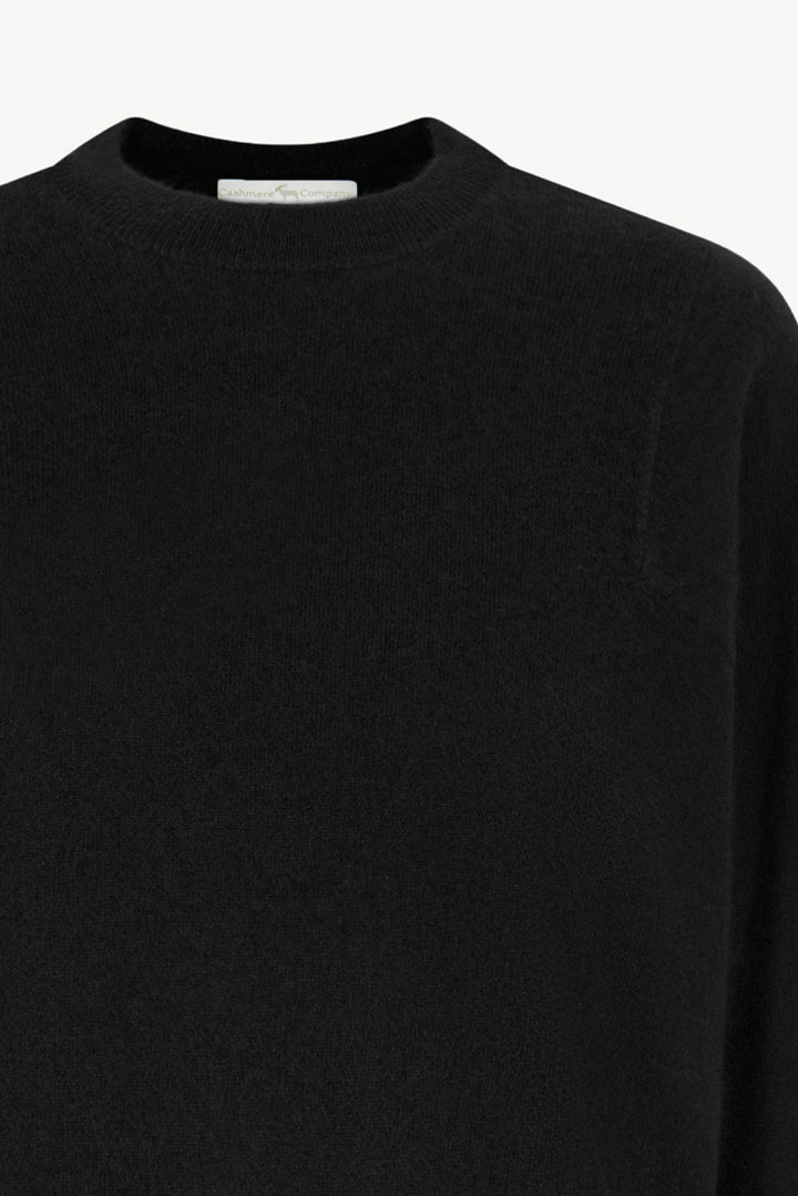 Girocollo Maniche Squadrate in Puro Cashmere Garzato Nero