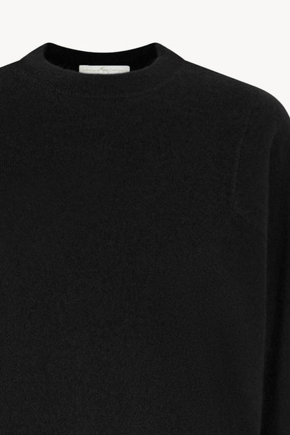 Girocollo Maniche Squadrate in Puro Cashmere Garzato Nero