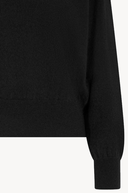 Girocollo Maniche Squadrate in Puro Cashmere Garzato Nero