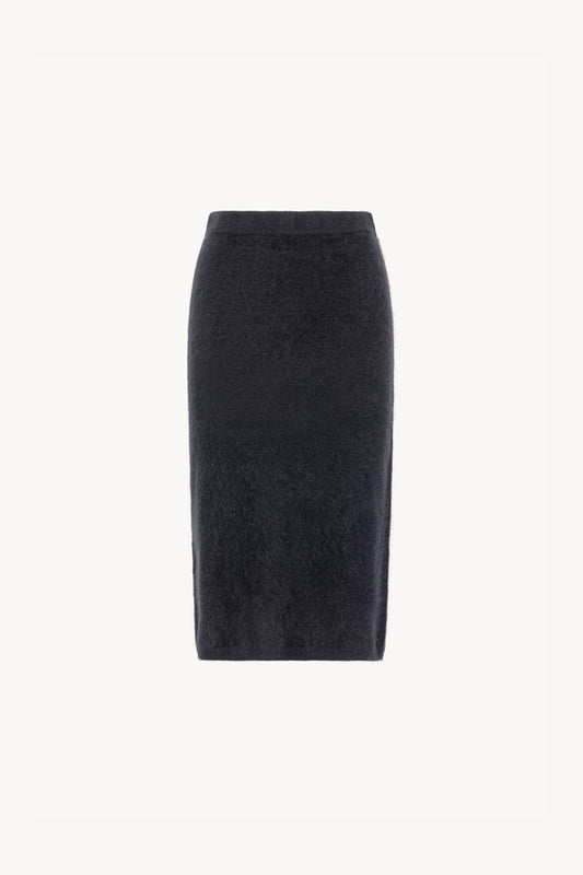 Gonna Longuette in Puro Cashmere Garzato Ardesia