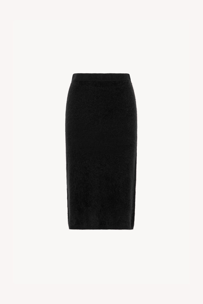 Gonna Longuette in Puro Cashmere Garzato Nero