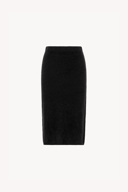 Gonna Longuette in Puro Cashmere Garzato Nero