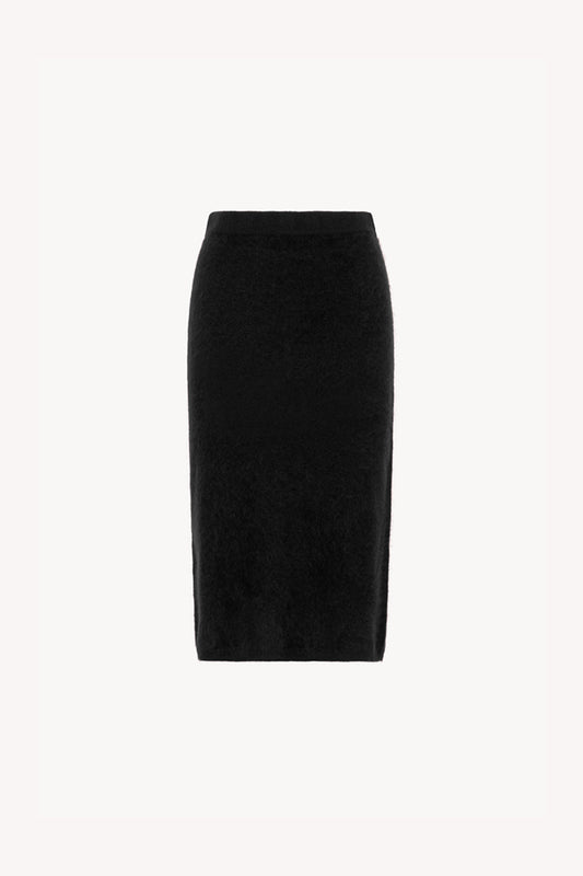 Gonna Longuette in Puro Cashmere Garzato Nero