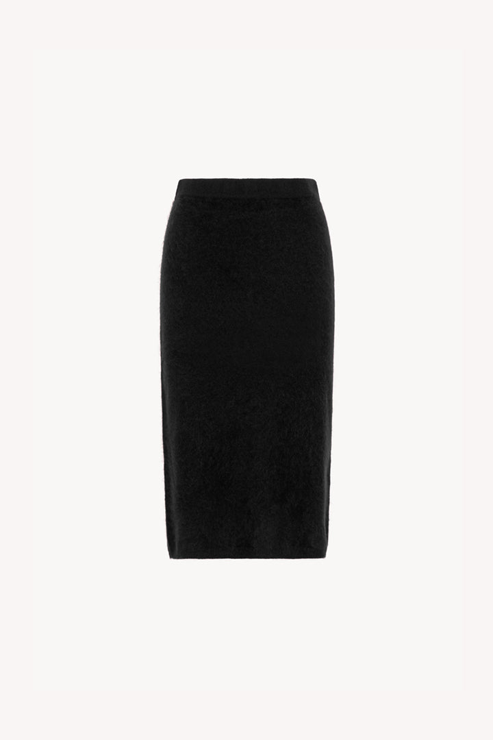 Gonna Longuette in Puro Cashmere Garzato Nero