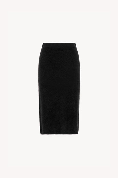 Gonna Longuette in Puro Cashmere Garzato Nero