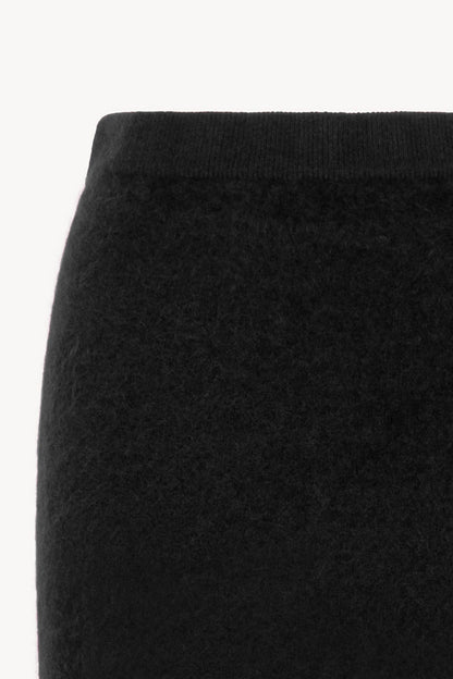 Gonna Longuette in Puro Cashmere Garzato Nero