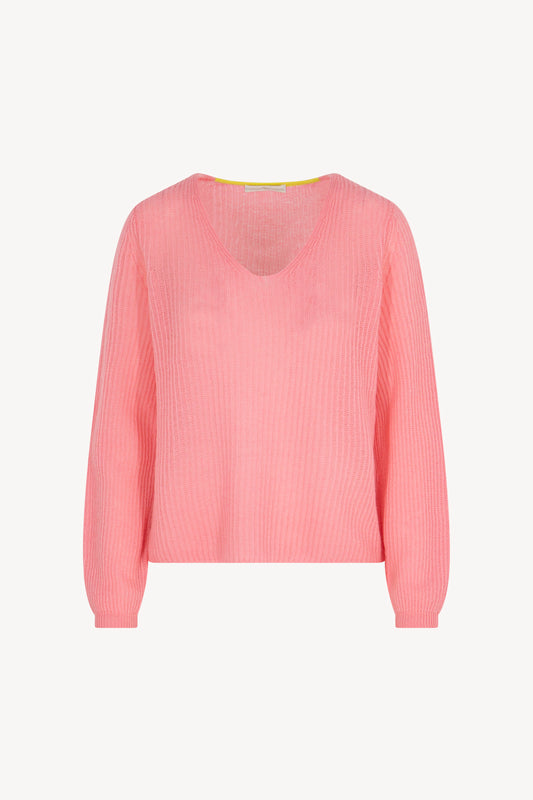 Pure Cashmere Ribbed V-Neck Sweater