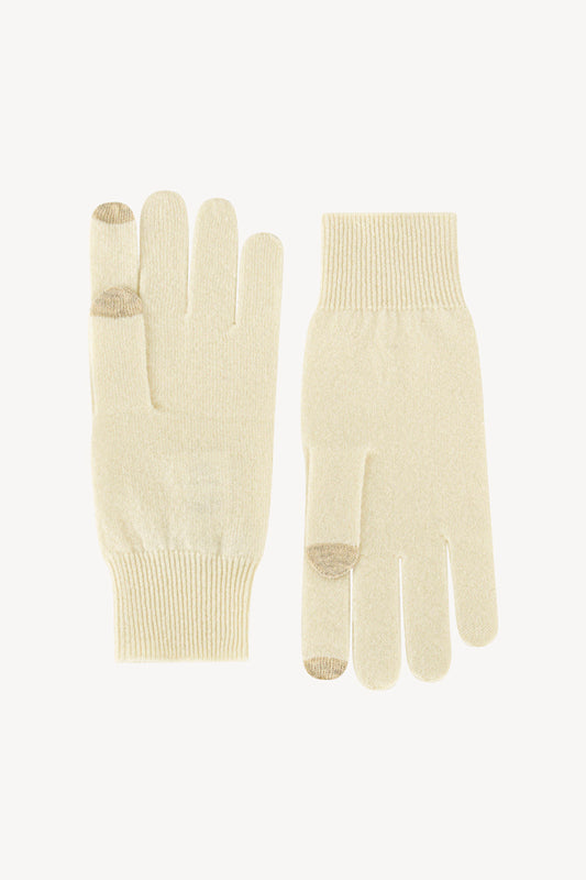 Guanti con Toucscreen  in Puro Cashmere Latte