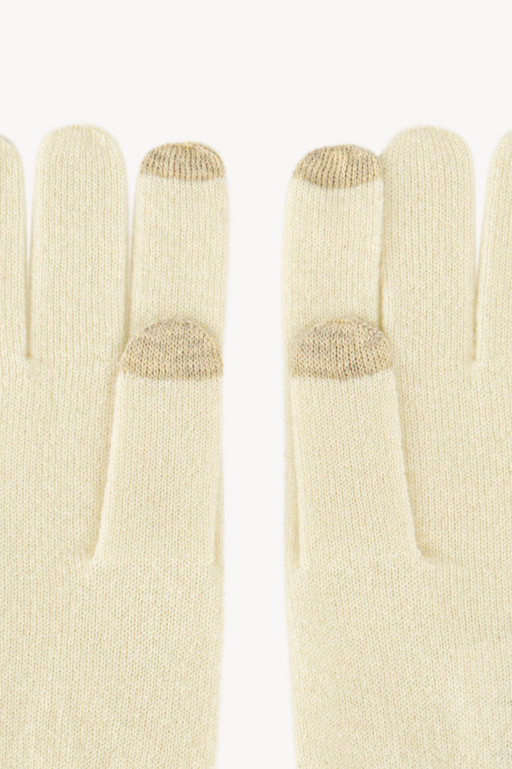 Guanti con Toucscreen  in Puro Cashmere Latte