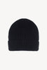 Berretto Unisex a Coste in Puro Cashmere Nero - Modello Corto