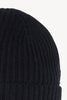 Berretto Unisex a Coste in Puro Cashmere Nero - Modello Corto