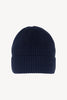 Berretto Unisex a Coste in Puro Cashmere Navy - Modello Corto