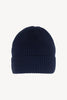 Berretto Unisex a Coste in Puro Cashmere Navy - Modello Corto