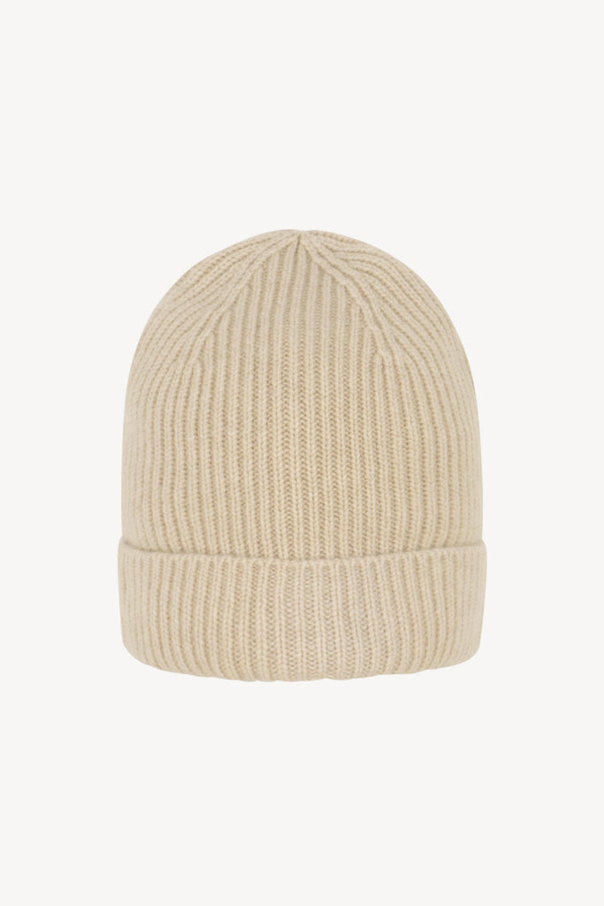 Berretto Unisex a Coste in Puro Cashmere Avena - Modello Corto