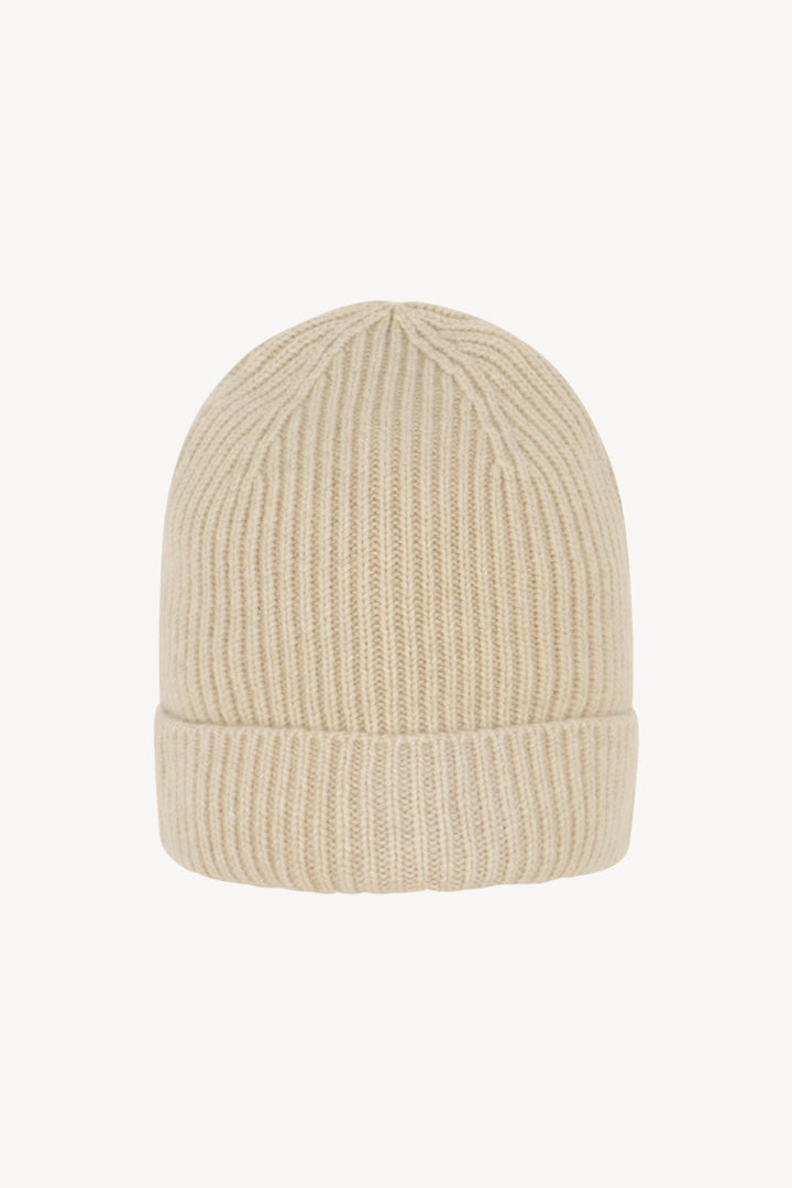 Berretto Unisex a Coste in Puro Cashmere Avena - Modello Corto