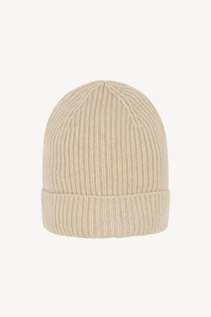 Berretto Unisex a Coste in Puro Cashmere Avena - Modello Corto