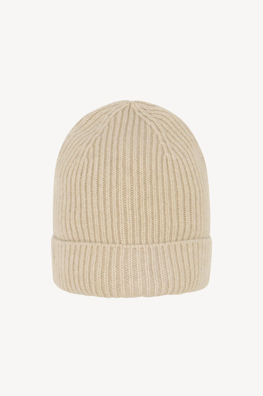 Berretto Unisex a Coste in Puro Cashmere Avena - Modello Corto