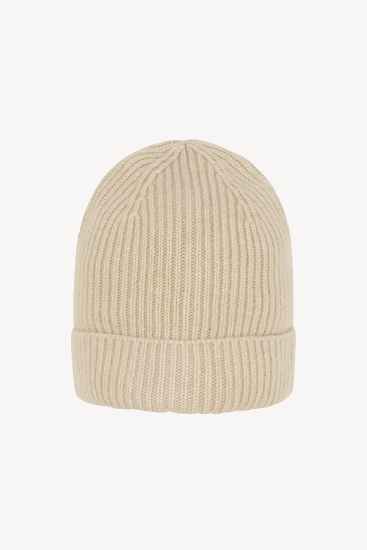 Berretto Unisex a Coste in Puro Cashmere Avena - Modello Corto