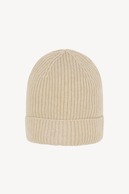Berretto Unisex a Coste in Puro Cashmere Avena - Modello Corto