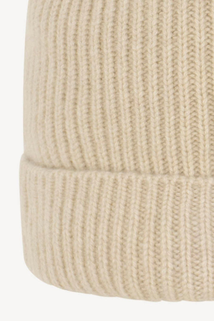 Berretto Unisex a Coste in Puro Cashmere Avena - Modello Corto