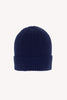 Berretto Unisex a Coste in Puro Cashmere Ink Blue - Modello Corto