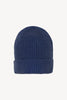 Berretto Unisex a Coste in Puro Cashmere Denim Scuro - Modello Corto