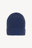 Berretto Unisex a Coste in Puro Cashmere Denim Scuro - Modello Corto