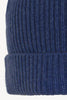 Berretto Unisex a Coste in Puro Cashmere Denim Scuro - Modello Corto