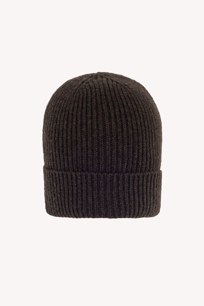 Berretto Unisex a Coste in Puro Cashmere Mocha - Modello Lungo