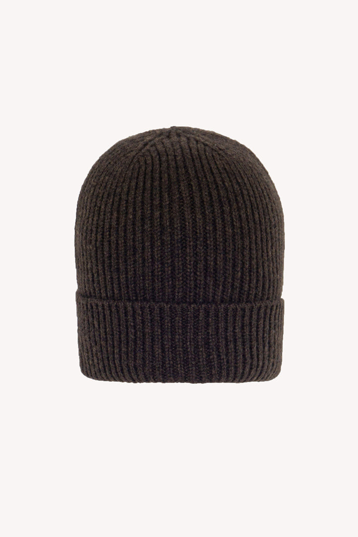 Berretto Unisex a Coste in Puro Cashmere Mocha - Modello Lungo