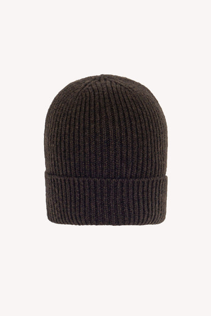 Berretto Unisex a Coste in Puro Cashmere Mocha - Modello Lungo