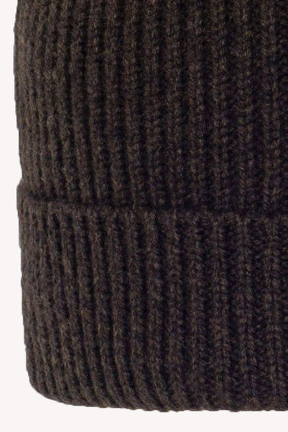 Berretto Unisex a Coste in Puro Cashmere Mocha - Modello Lungo