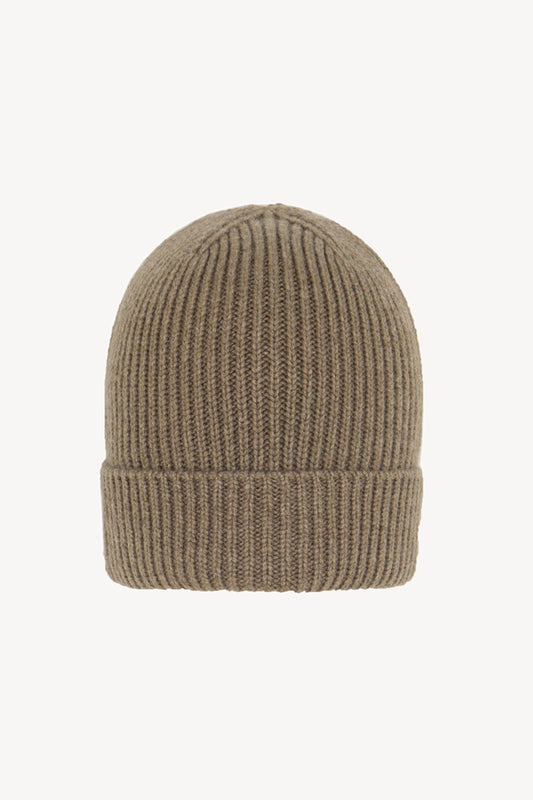 Berretto Unisex a Coste in Puro Cashmere Dune - Modello Lungo