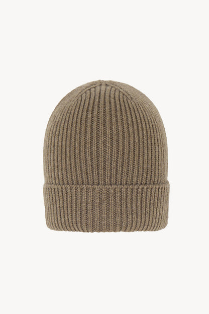 Berretto Unisex a Coste in Puro Cashmere Dune - Modello Lungo